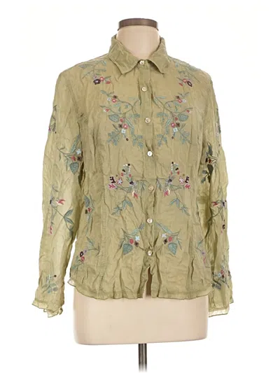 Pre-owned Jjill Long Sleeve Blouse In Green