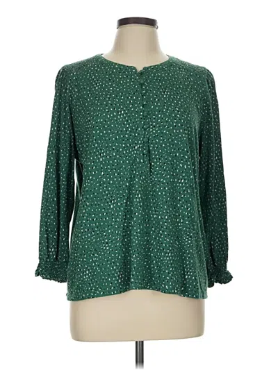 Pre-owned Jjill Long Sleeve Blouse In Green