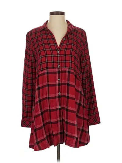 Pre-owned Jjill Long Sleeve Blouse In Red