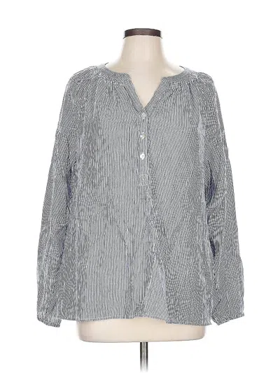Pre-owned Jjill Long Sleeve Blouse In Silver