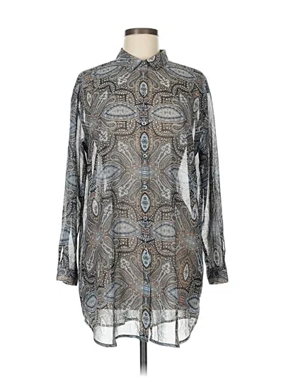 Pre-owned Jjill Long Sleeve Blouse In Silver