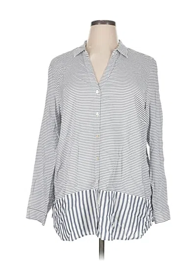 Pre-owned Jjill Long Sleeve Blouse In Silver