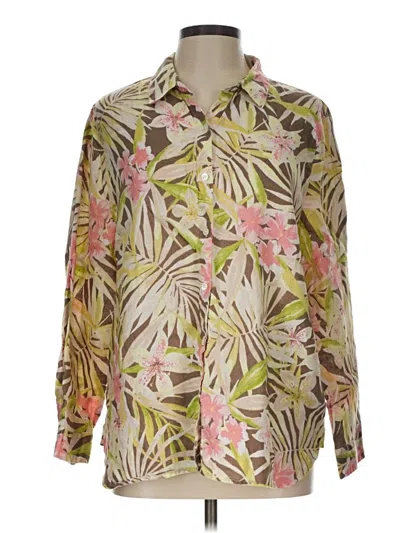 Pre-owned Jjill Long Sleeve Blouse In Tan