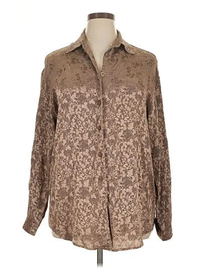 Pre-owned Jjill Long Sleeve Blouse In Tan