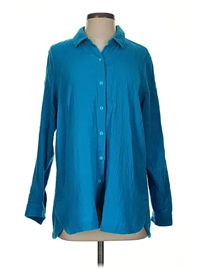 Pre-owned Jjill Long Sleeve Blouse In Teal