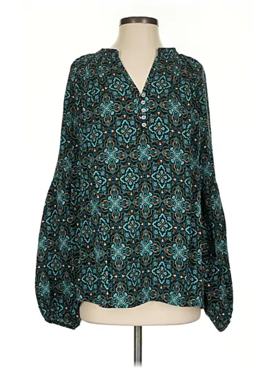 Pre-owned Jjill Long Sleeve Blouse In Teal