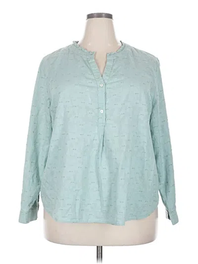 Pre-owned Jjill Long Sleeve Blouse In Teal