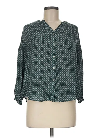 Pre-owned Jjill Long Sleeve Blouse In Teal