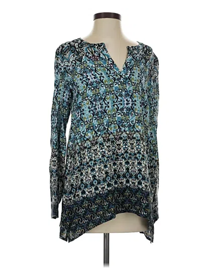 Pre-owned Jjill Long Sleeve Blouse In Teal