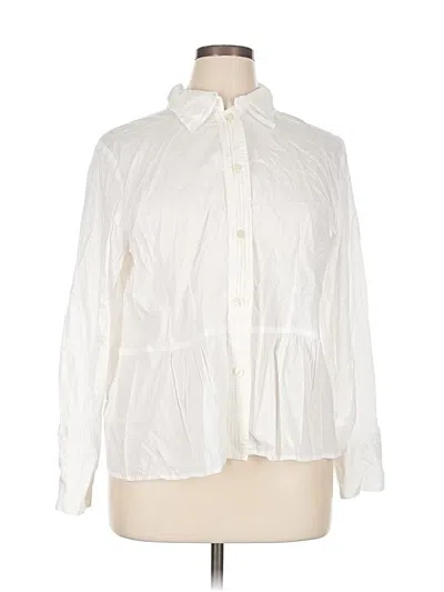 Pre-owned Jjill Long Sleeve Blouse In White
