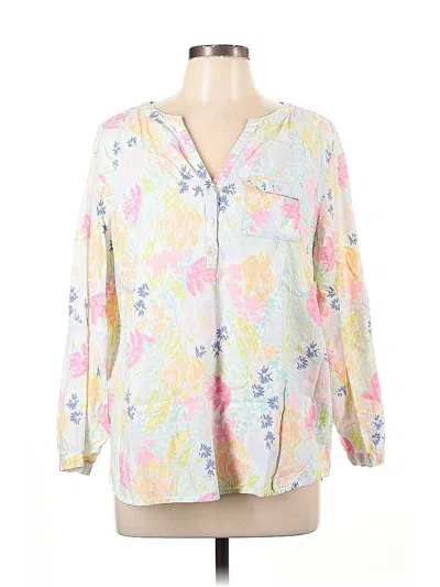 Pre-owned Jjill Long Sleeve Blouse In White