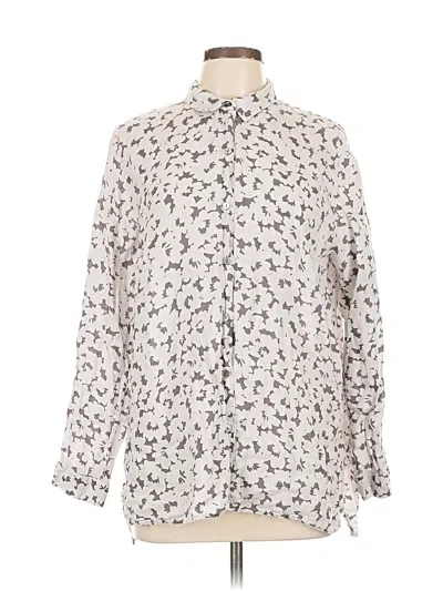 Pre-owned Jjill Long Sleeve Blouse In White