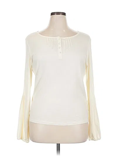 Pre-owned Jjill Long Sleeve Blouse In White