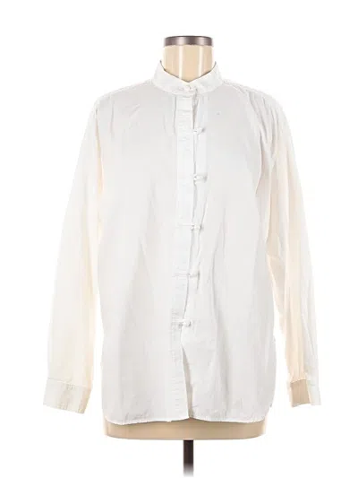 Pre-owned Jjill Long Sleeve Blouse In White