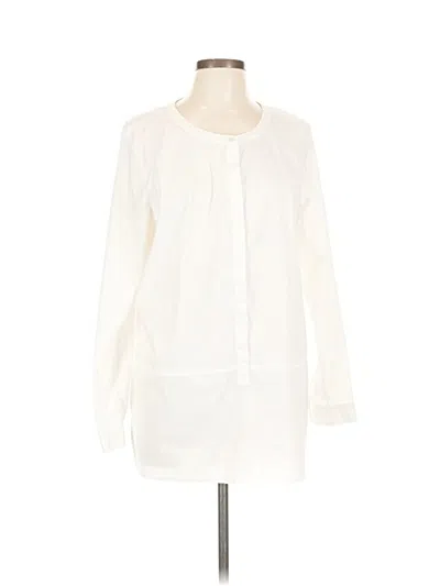 Pre-owned Jjill Long Sleeve Blouse In White
