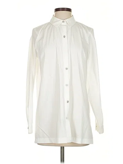 Pre-owned Jjill Long Sleeve Blouse In White