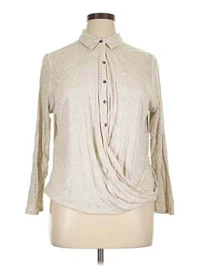 Pre-owned Jjill Long Sleeve Blouse In White