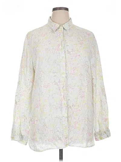 Pre-owned Jjill Long Sleeve Blouse In White