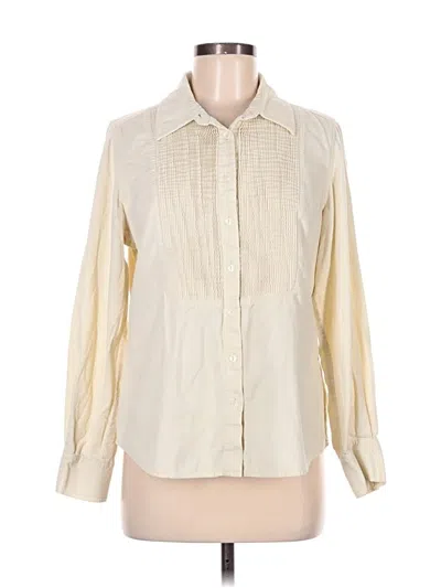 Pre-owned Jjill Long Sleeve Blouse In White