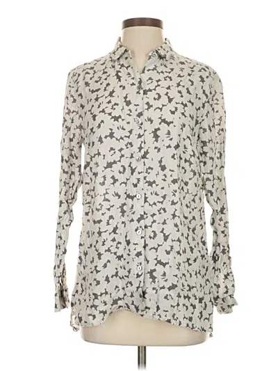 Pre-owned Jjill Long Sleeve Blouse In White