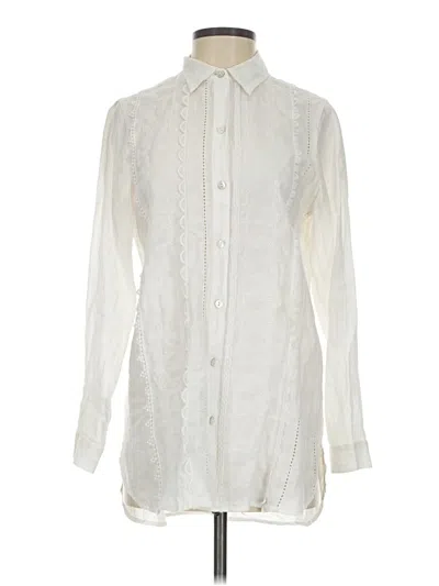 Pre-owned Jjill Long Sleeve Blouse In White
