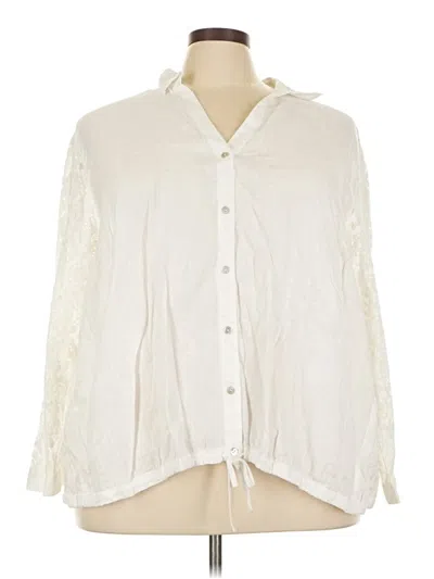 Pre-owned Jjill Long Sleeve Blouse In White