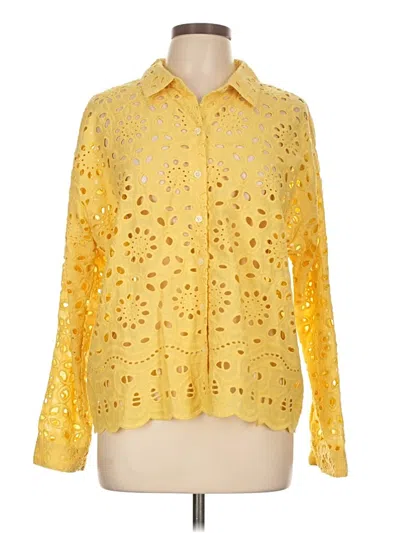 Pre-owned Jjill Long Sleeve Blouse In Yellow