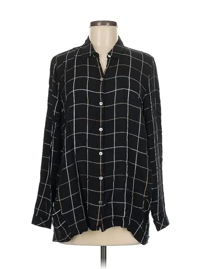 Pre-owned Jjill Long Sleeve Button Down Shirt In Black