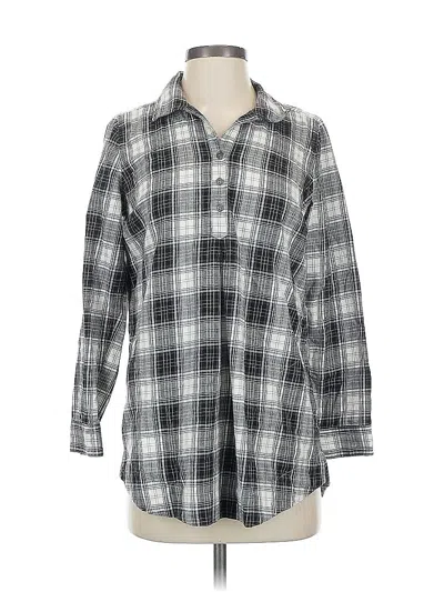Pre-owned Jjill Long Sleeve Button Down Shirt In Black
