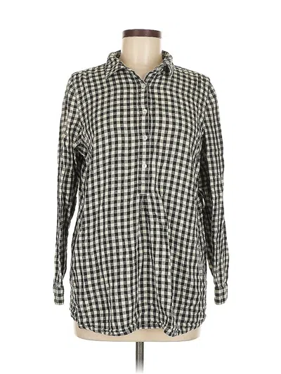 Pre-owned Jjill Long Sleeve Button Down Shirt In Black