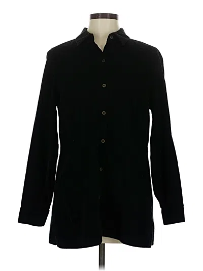 Pre-owned Jjill Long Sleeve Button Down Shirt In Black