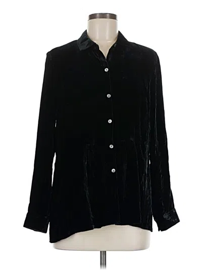 Pre-owned Jjill Long Sleeve Button Down Shirt In Black