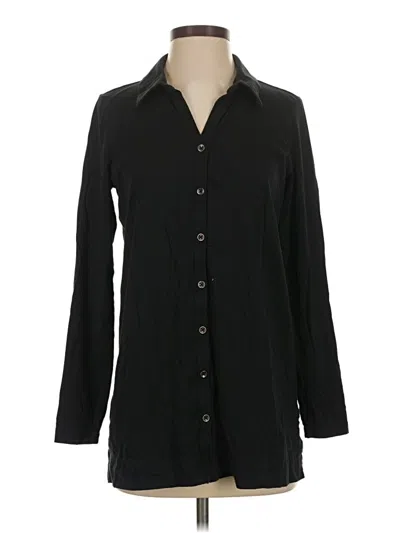 Pre-owned Jjill Long Sleeve Button Down Shirt In Black