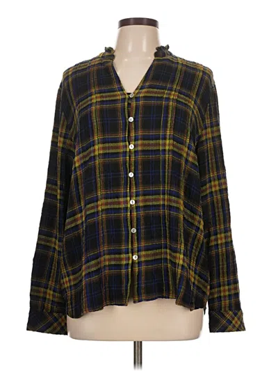 Pre-owned Jjill Long Sleeve Button Down Shirt In Black