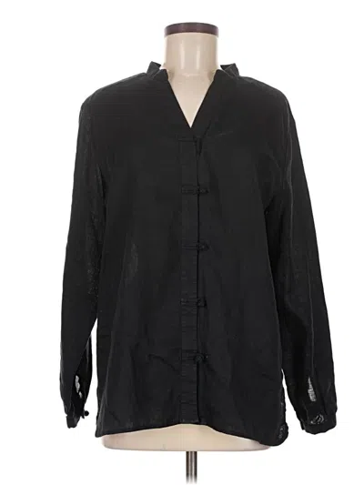 Pre-owned Jjill Long Sleeve Button Down Shirt In Black