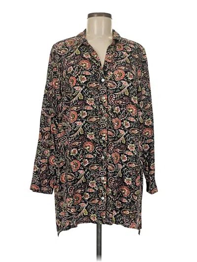 Pre-owned Jjill Long Sleeve Button Down Shirt In Black