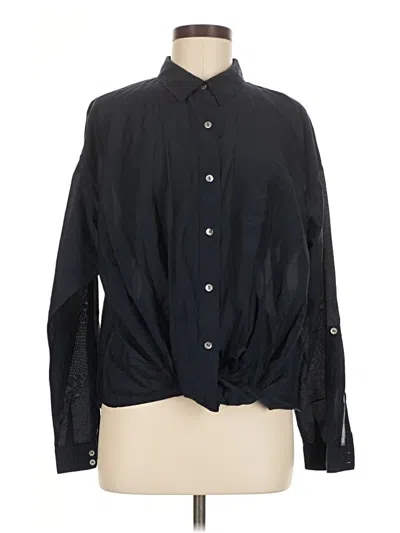 Pre-owned Jjill Long Sleeve Button Down Shirt In Black