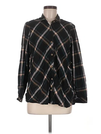 Pre-owned Jjill Long Sleeve Button Down Shirt In Black