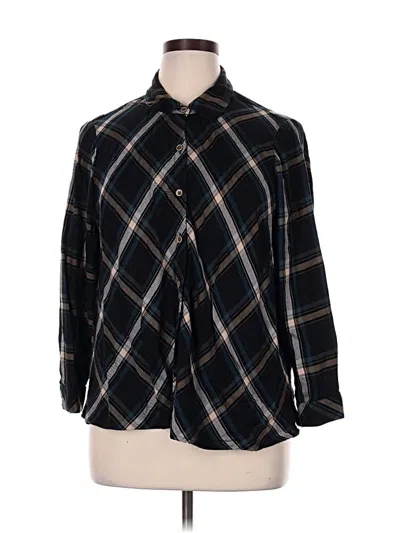 Pre-owned Jjill Long Sleeve Button Down Shirt In Black