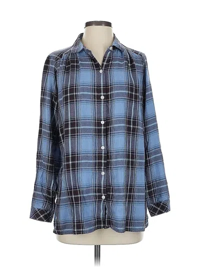 Pre-owned Jjill Long Sleeve Button Down Shirt In Blue