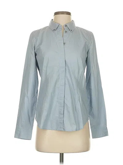 Pre-owned Jjill Long Sleeve Button Down Shirt In Blue