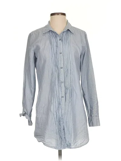 Pre-owned Jjill Long Sleeve Button Down Shirt In Blue