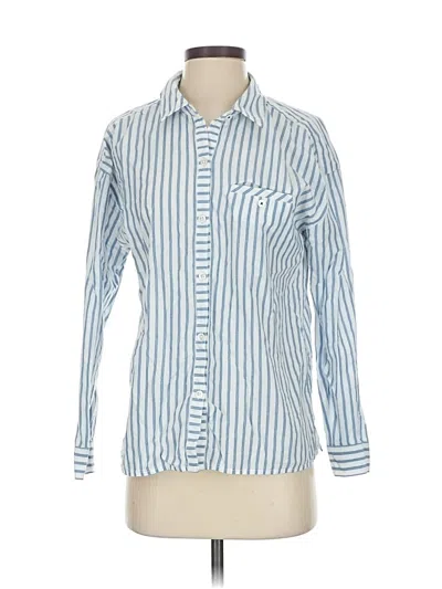 Pre-owned Jjill Long Sleeve Button Down Shirt In Blue
