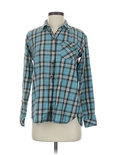 Pre-owned Jjill Long Sleeve Button Down Shirt In Blue