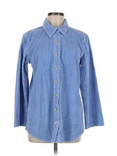 Pre-owned Jjill Long Sleeve Button Down Shirt In Blue