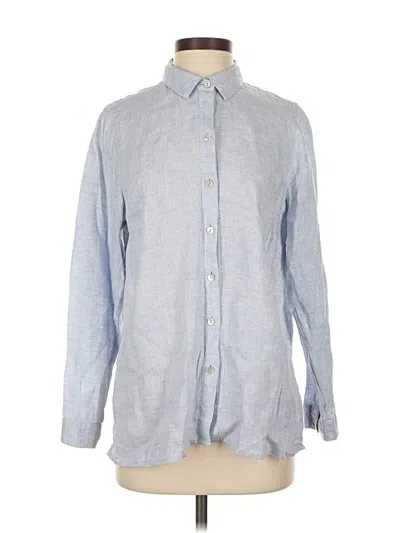 Pre-owned Jjill Long Sleeve Button Down Shirt In Blue