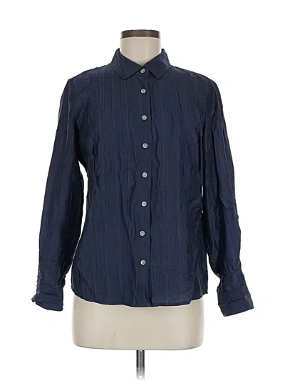 Pre-owned Jjill Long Sleeve Button Down Shirt In Blue