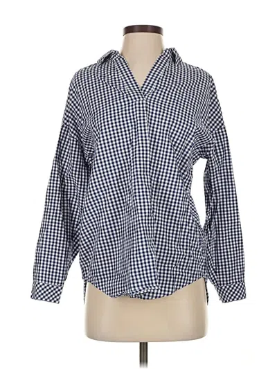 Pre-owned Jjill Long Sleeve Button Down Shirt In Blue