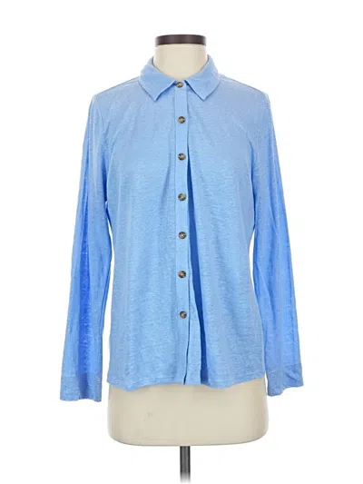 Pre-owned Jjill Long Sleeve Button Down Shirt In Blue