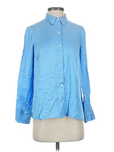 Pre-owned Jjill Long Sleeve Button Down Shirt In Blue